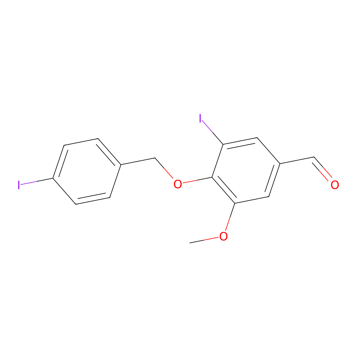 3-Iodo-4-[(4-iodobenzyl)oxy]-5-methoxybenzaldehyde molecular structure, CAS 384859-44-3