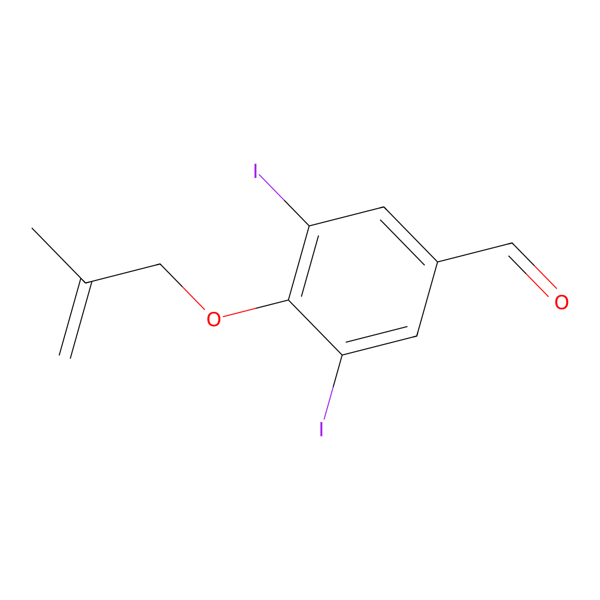 3,5-Diiodo-4-(2-methylprop-2-enoxy)benzaldehyde molecular structure, CAS 384859-45-4