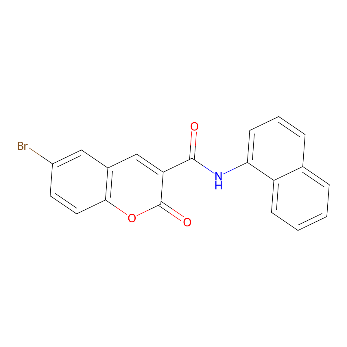 6-bromo-N-(naphthalen-1-yl)-2-oxo-2H-chromene-3-carboxamide molecular structure, CAS 38486-05-4