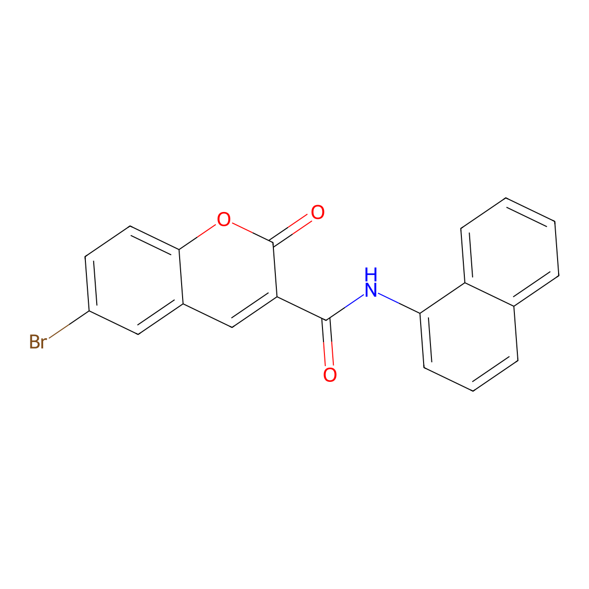 6-bromo-N-(naphthalen-1-yl)-2-oxo-2H-chromene-3-carboxamide molecular structure, CAS 38486-05-4