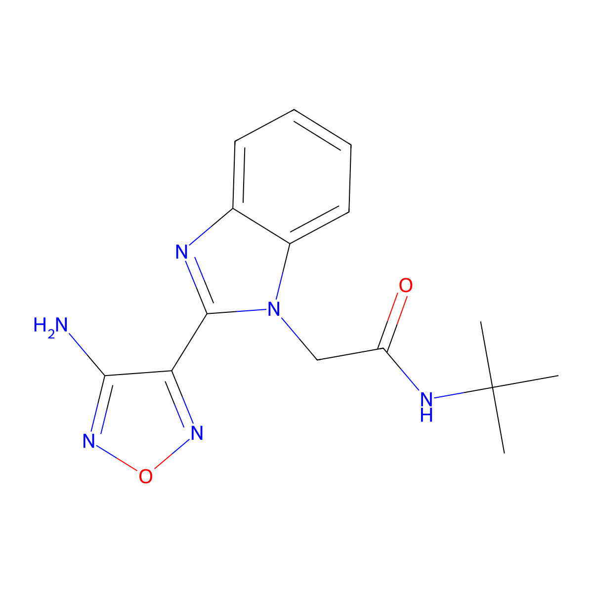 2-(4-Amino-1,2,5-oxadiazol-3-yl)-N-(1,1-dimethylethyl)-1H-benzimidazole-1-acetamide molecular structure, CAS 384860-19-9