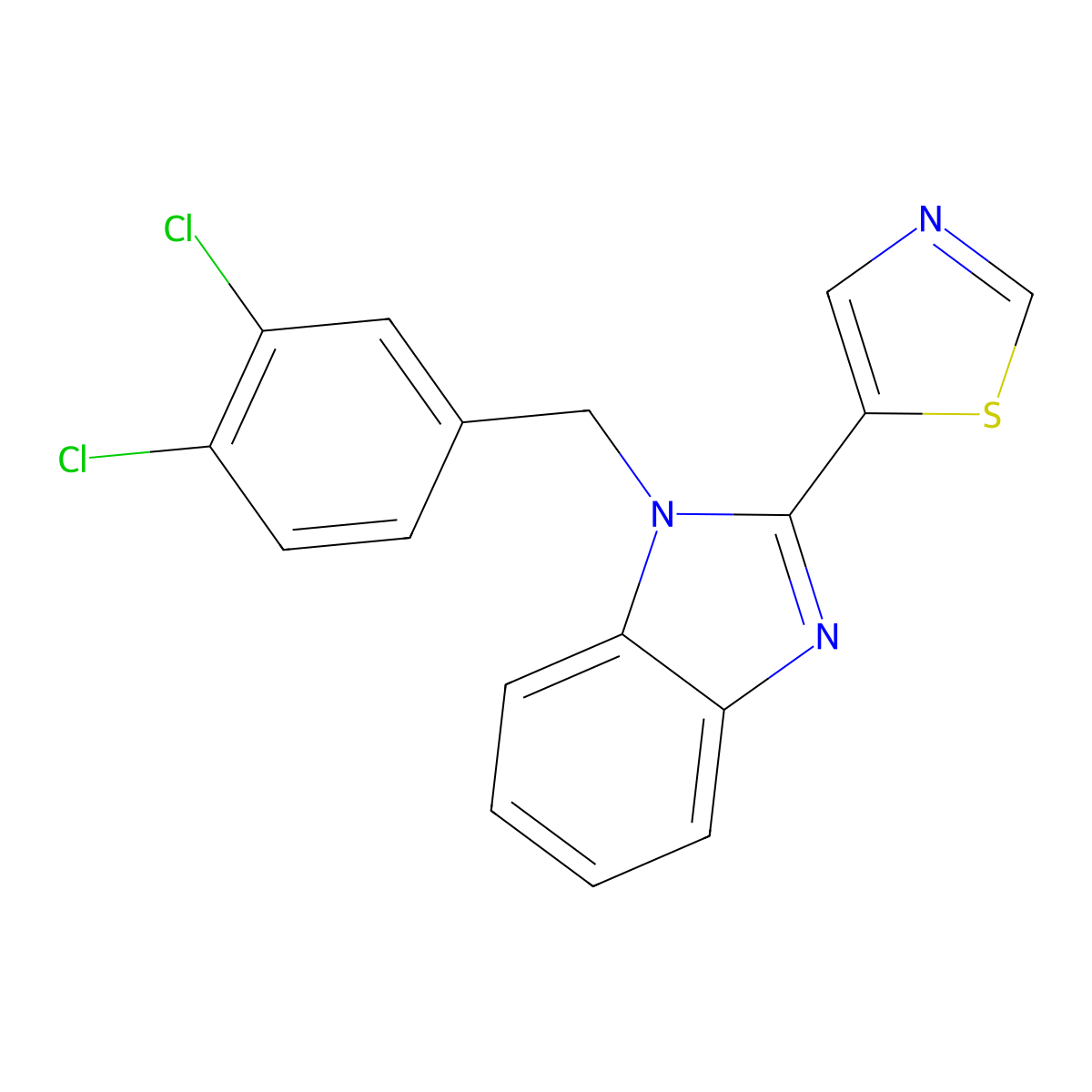 5-[1-[(3,4-Dichlorophenyl)methyl]benzimidazol-2-yl]-1,3-thiazole molecular structure, CAS 384860-33-7