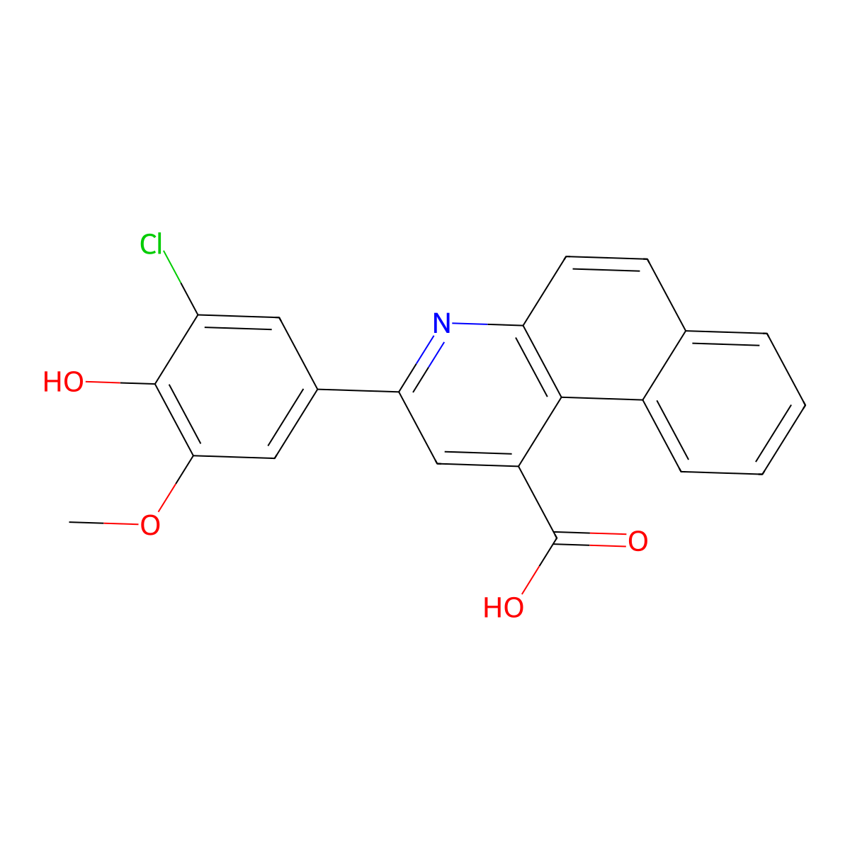 3-(3-Chloro-4-hydroxy-5-methoxyphenyl)benzo[f]quinoline-1-carboxylic acid molecular structure, CAS 384860-36-0
