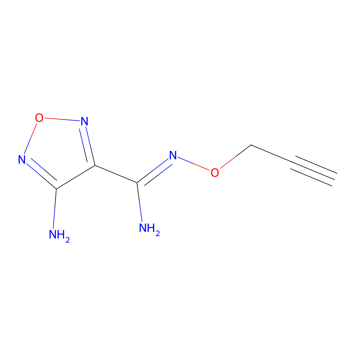 4-amino-N'-prop-2-ynoxy-1,2,5-oxadiazole-3-carboximidamide molecular structure, CAS 384860-42-8