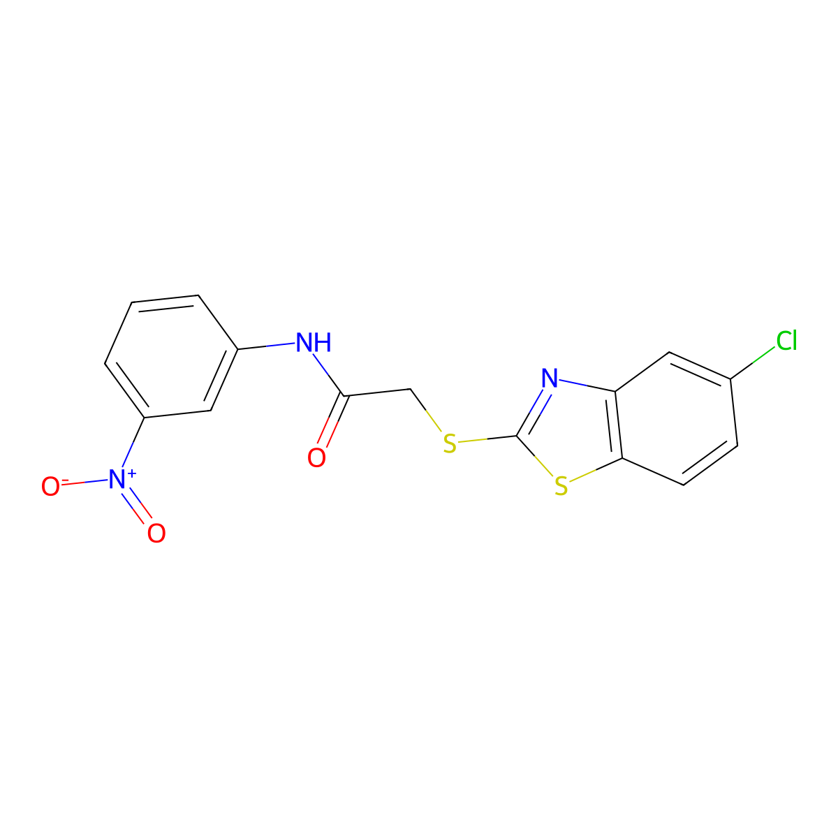 2-[(5-chloro-1,3-benzothiazol-2-yl)sulfanyl]-N-(3-nitrophenyl)acetamide molecular structure, CAS 384861-65-8