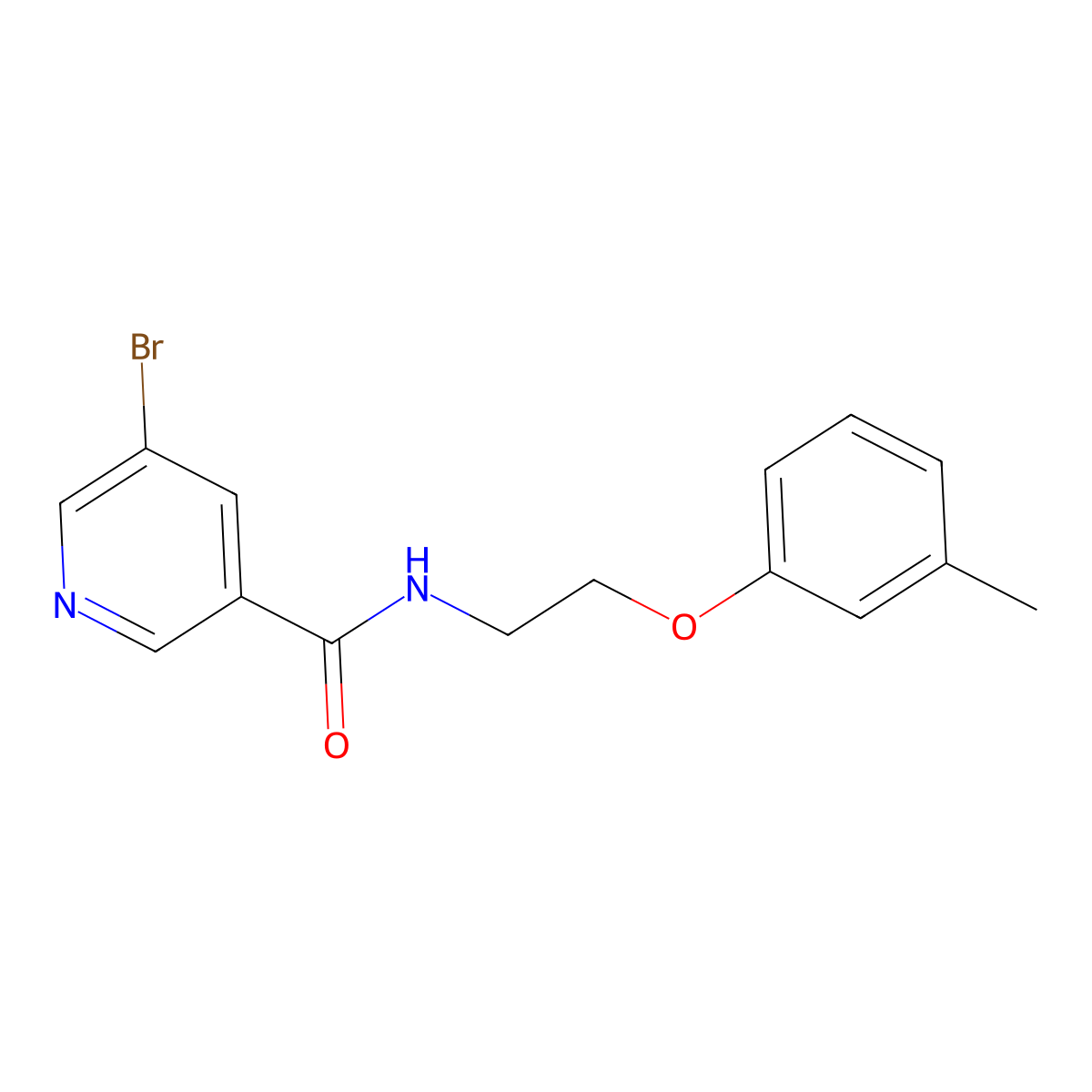 5-bromo-N-[2-(3-methylphenoxy)ethyl]nicotinamide molecular structure, CAS 384861-72-7