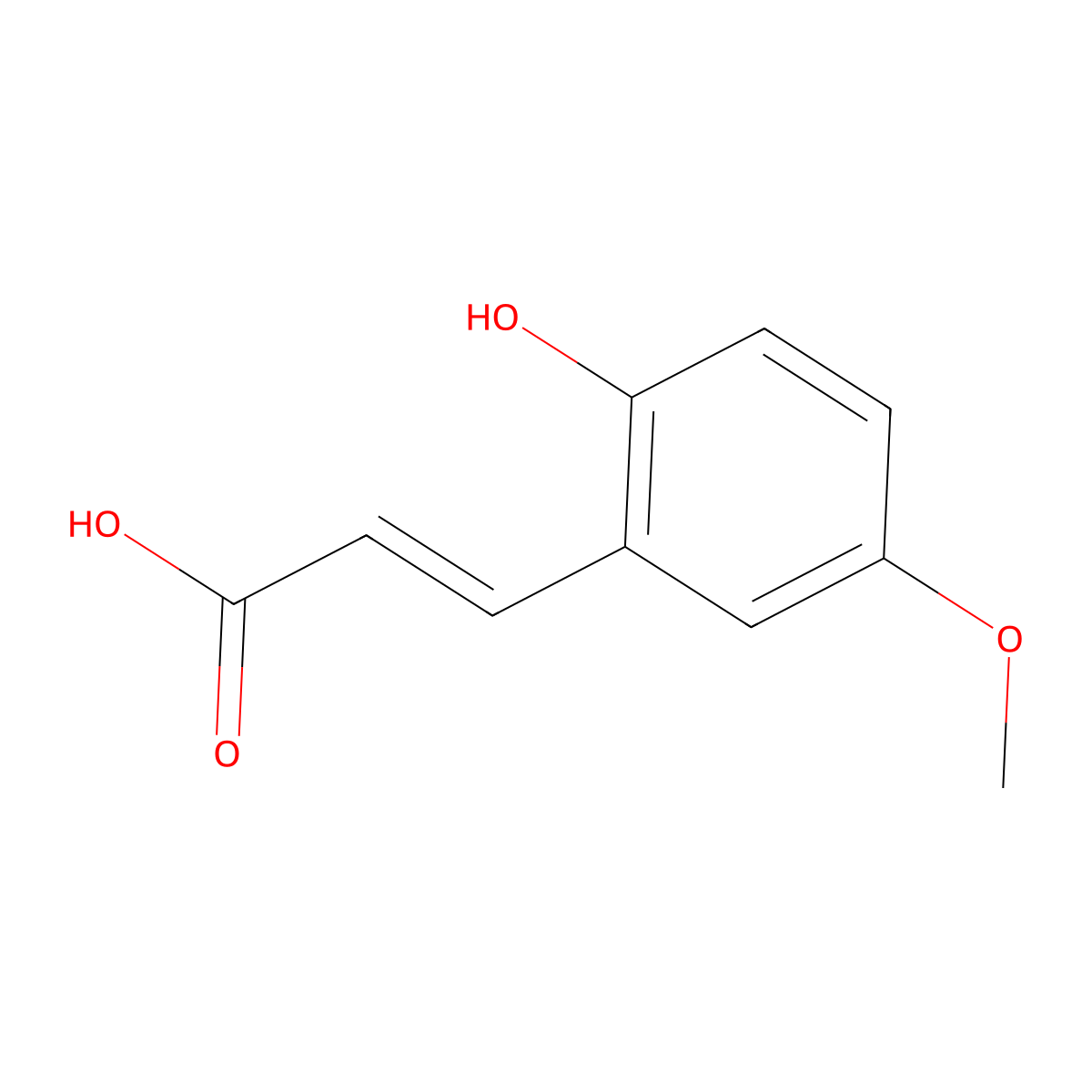 (2E)-3-(2-Hydroxy-5-methoxyphenyl)-2-propenoic acid molecular structure, CAS 38489-78-0