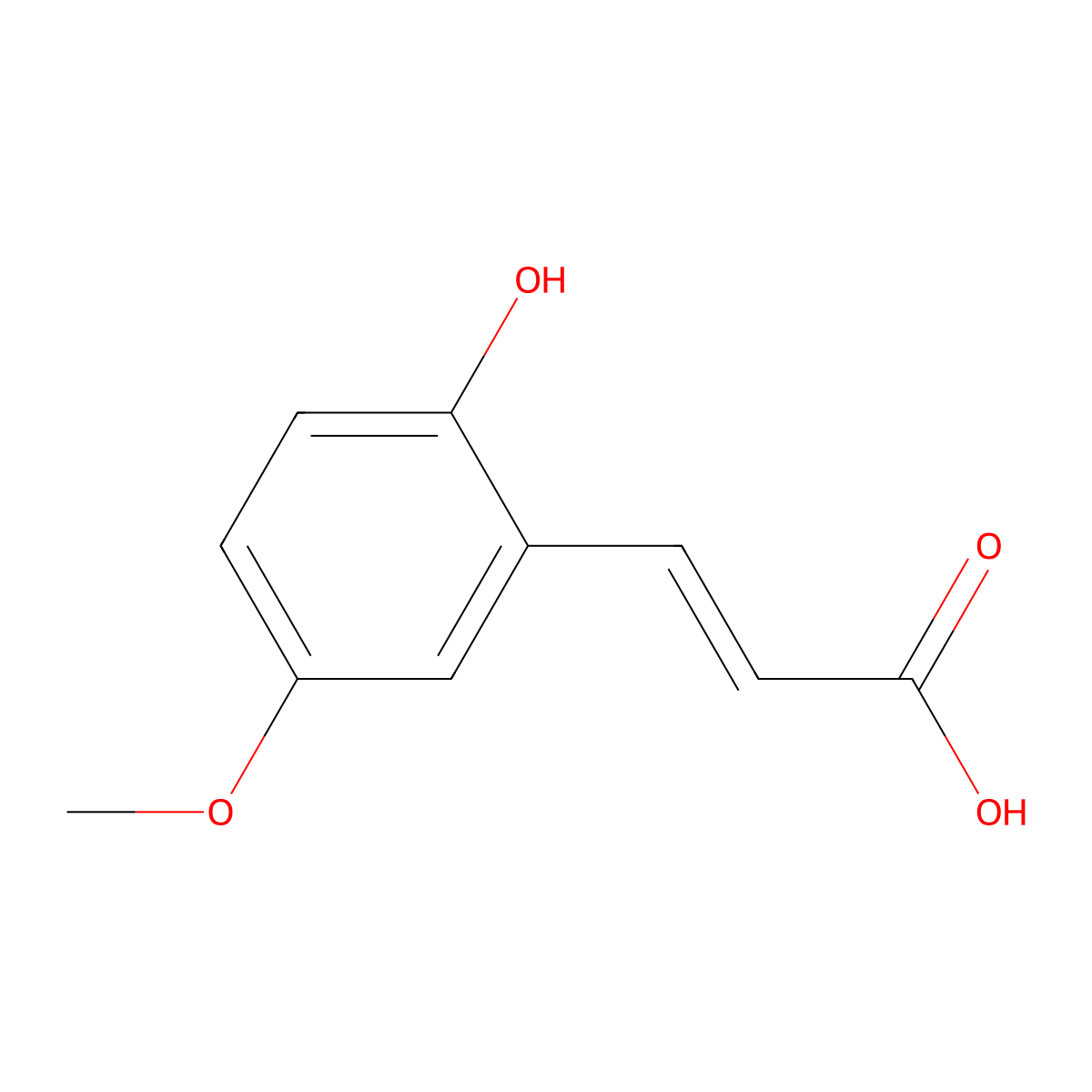 (2E)-3-(2-Hydroxy-5-methoxyphenyl)-2-propenoic acid molecular structure, CAS 38489-78-0