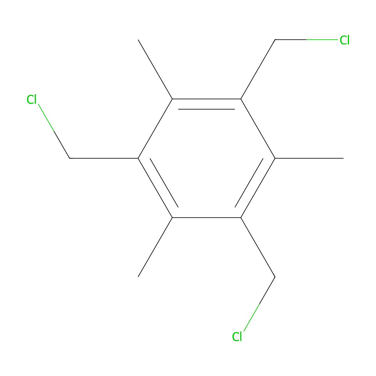 1,3,5-Tris(chloromethyl)-2,4,6-trimethylbenzene molecular structure, CAS 3849-01-2