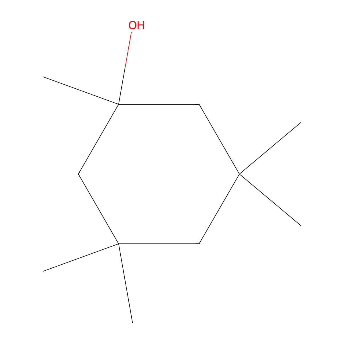 1,3,3,5,5-Pentamethylcyclohexanol molecular structure, CAS 38490-33-4
