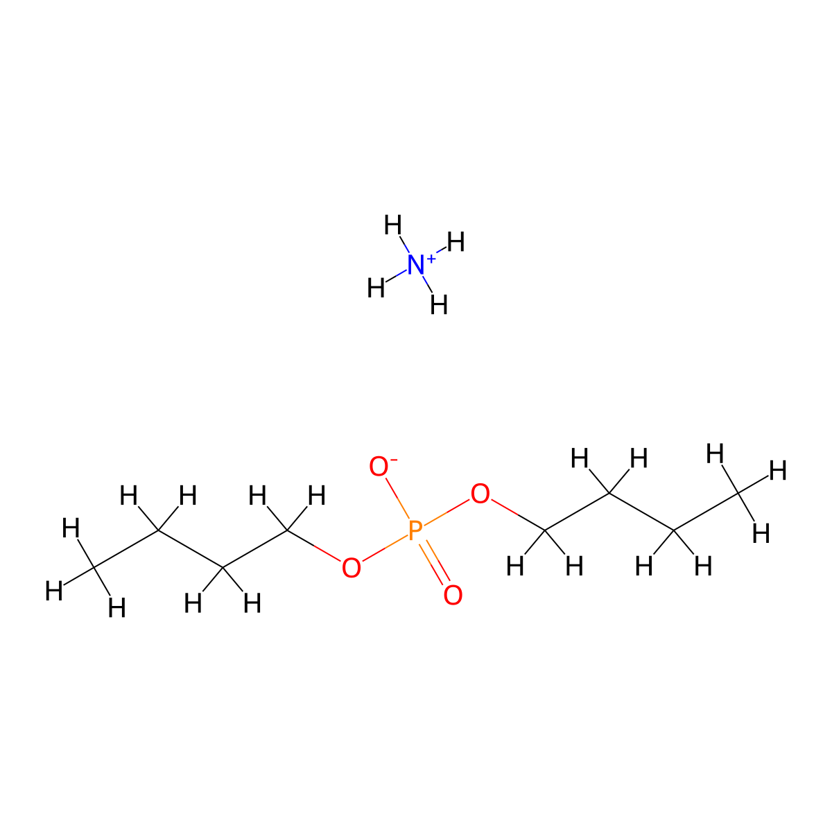 Ammonium dibutyl phosphate molecular structure, CAS 38491-08-6