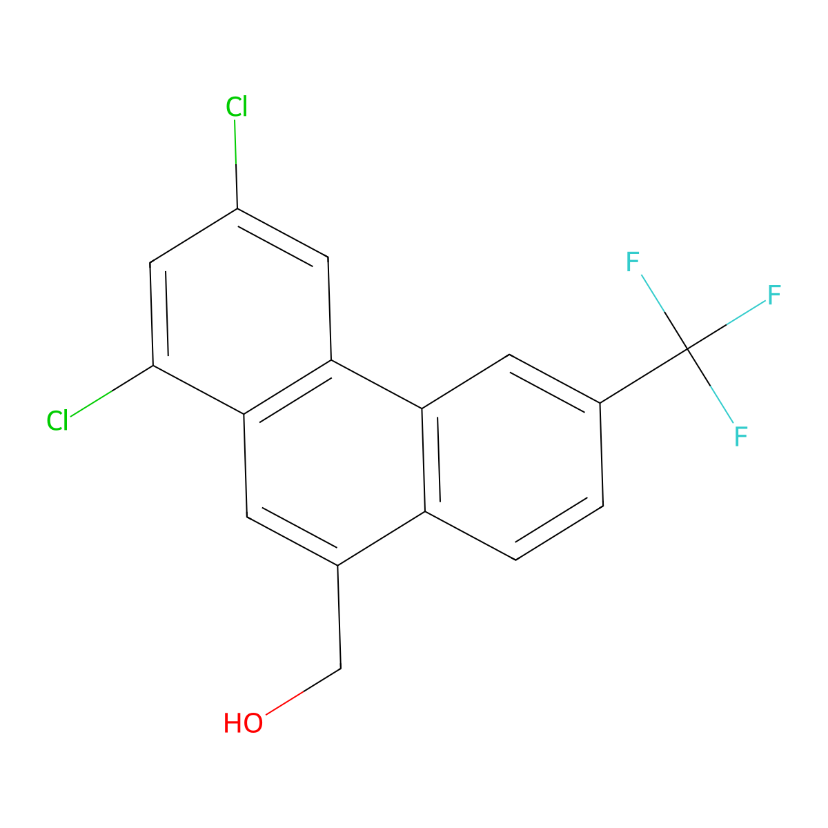 1,3-Dichloro-6-(trifluoromethyl)phenanthren-9-methanol molecular structure, CAS 38492-81-8
