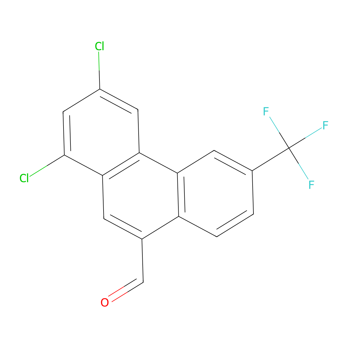 1,3-Dichloro-6-(trifluoromethyl)phenanthren-9-carboxaldehyde molecular structure, CAS 38492-84-1