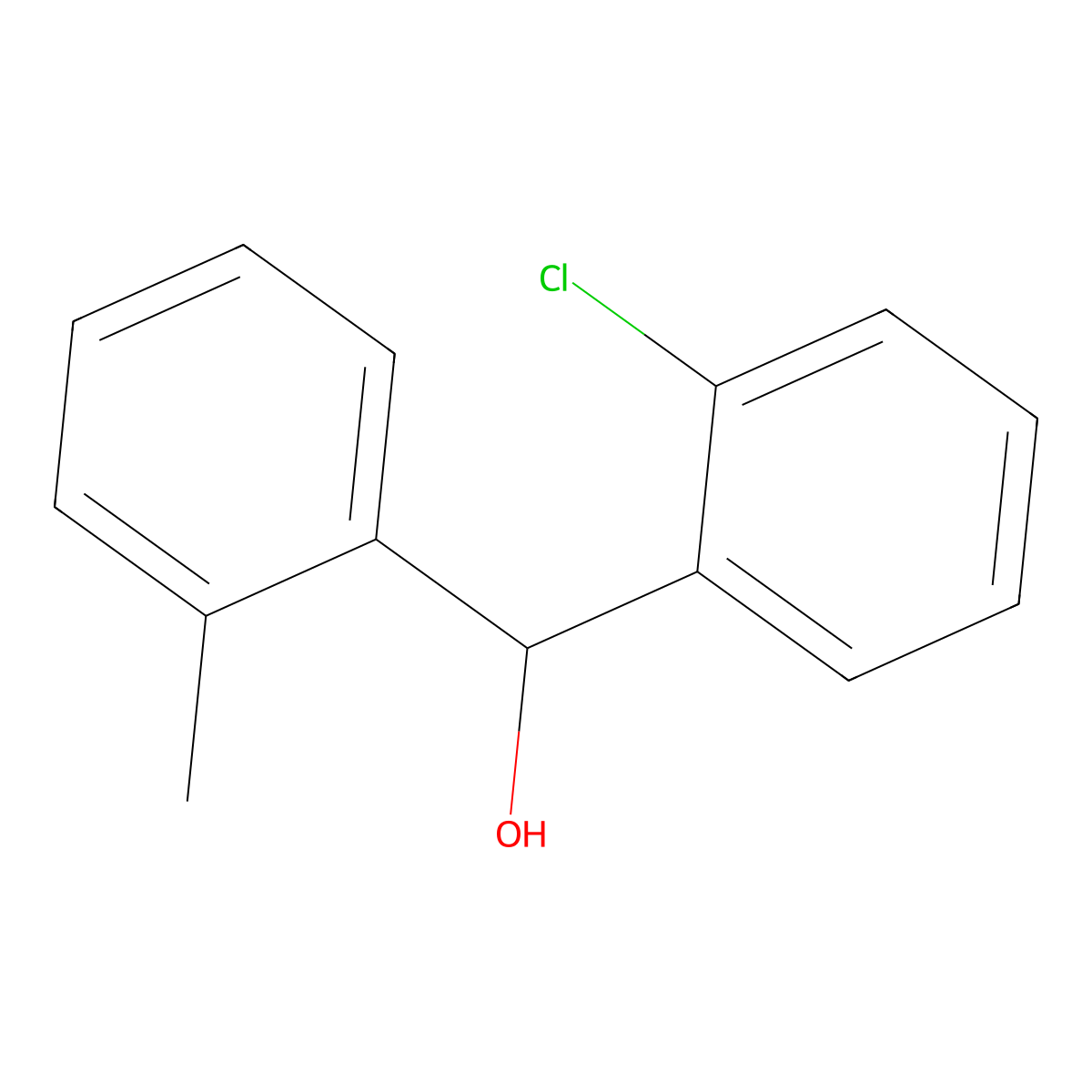 (2-Chlorophenyl)(2-methylphenyl)methanol molecular structure, CAS 38493-62-8