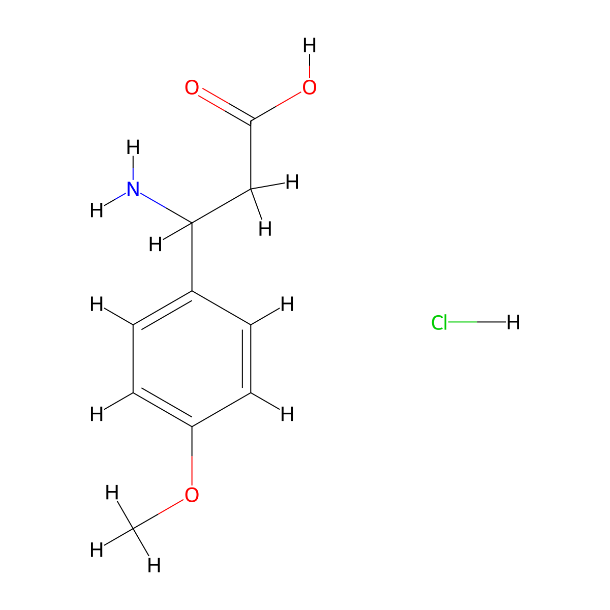 3-amino-3-(4-methoxyphenyl)propanoic Acid Hydrochloride molecular structure, CAS 38499-45-5
