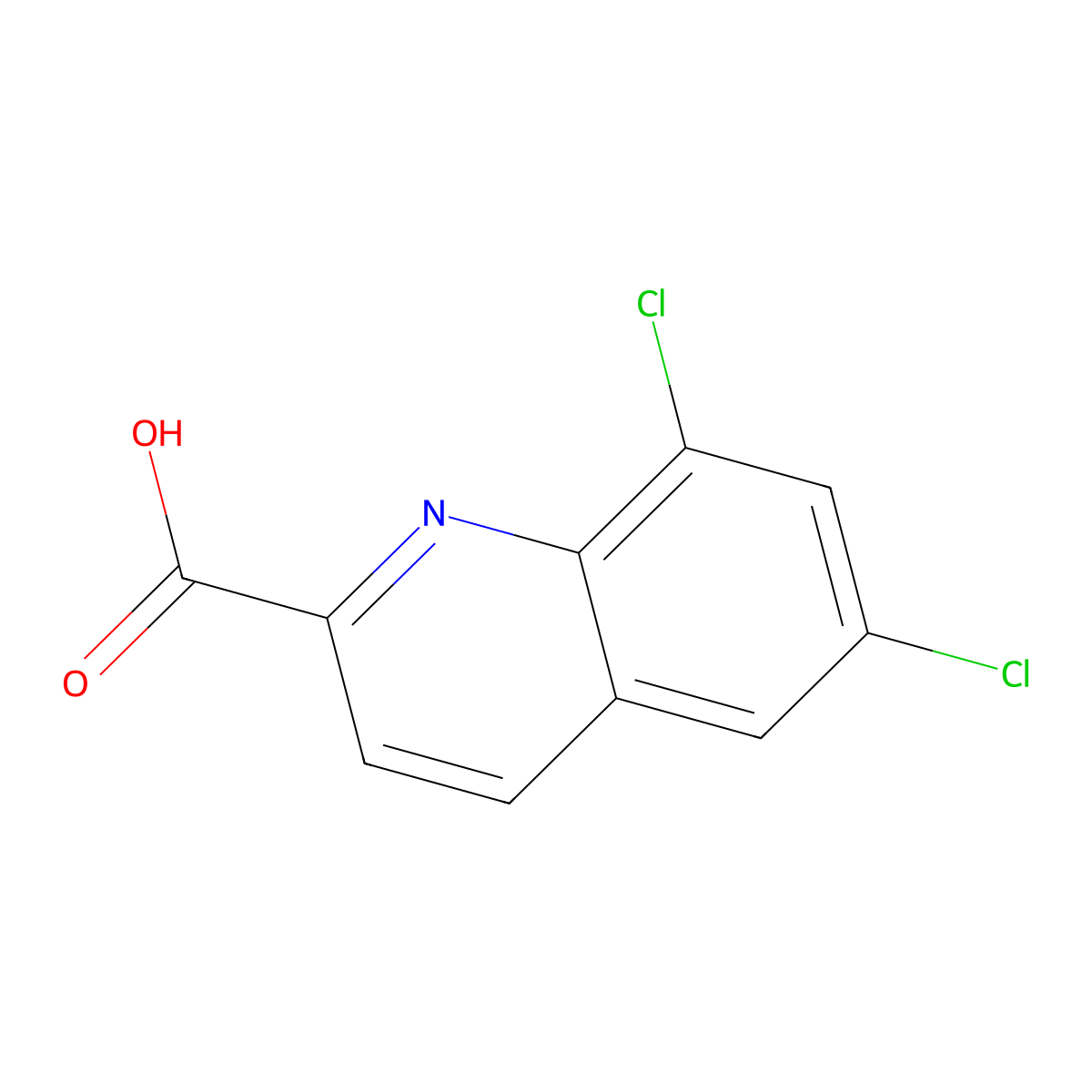 2-Quinolinecarboxylic acid, 6,8-dichloro- molecular structure, CAS 38501-05-2