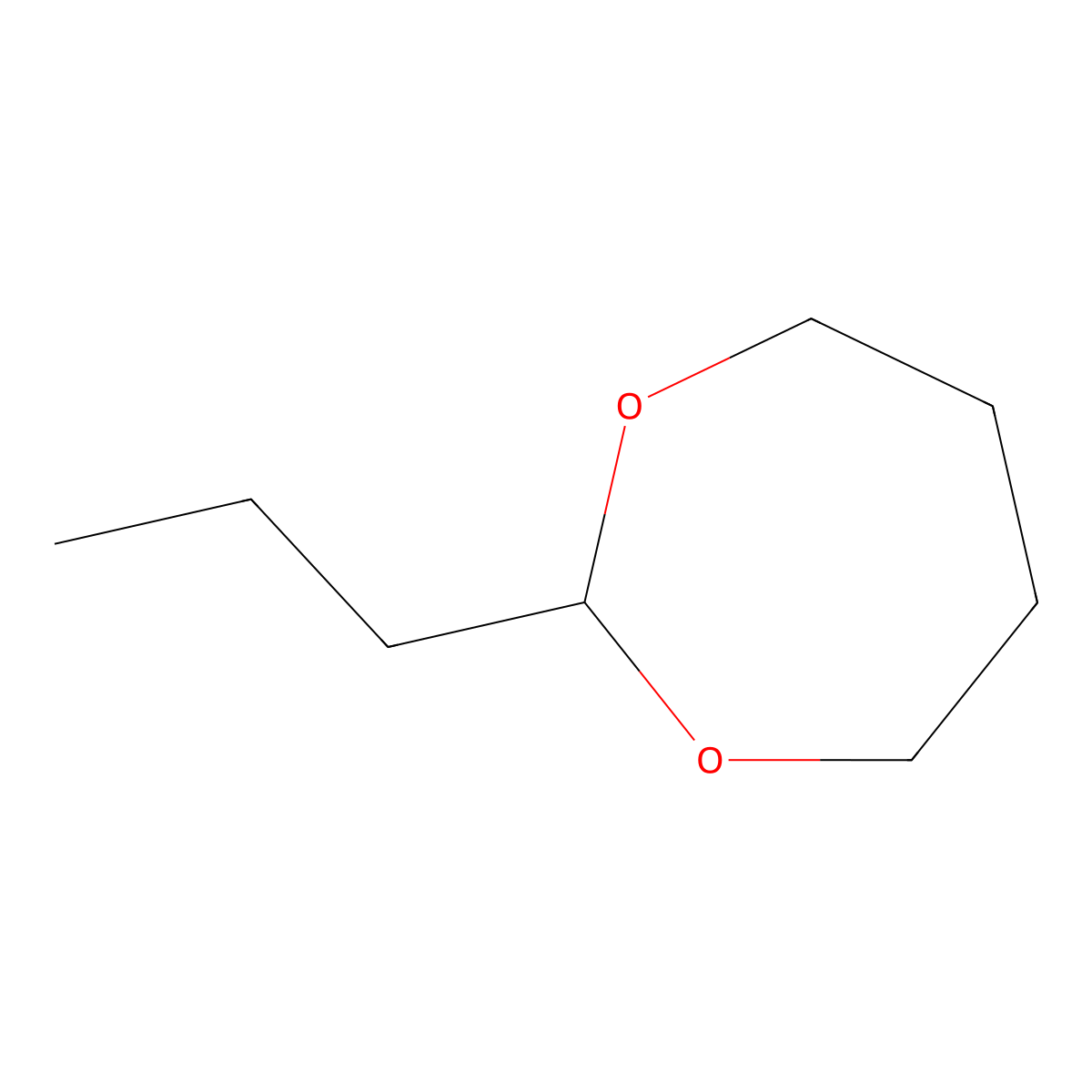 1,3-Dioxepane, 2-propyl- molecular structure, CAS 38503-12-7