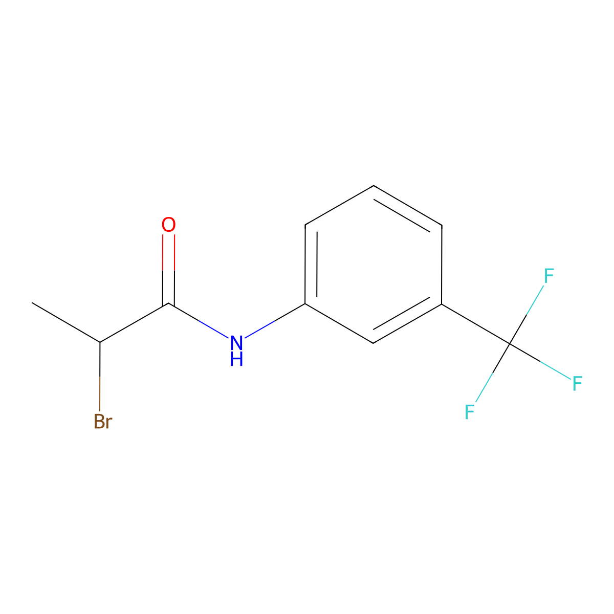 2-Bromo-N-[3-(trifluoromethyl)phenyl]propanamide molecular structure, CAS 3851-43-2