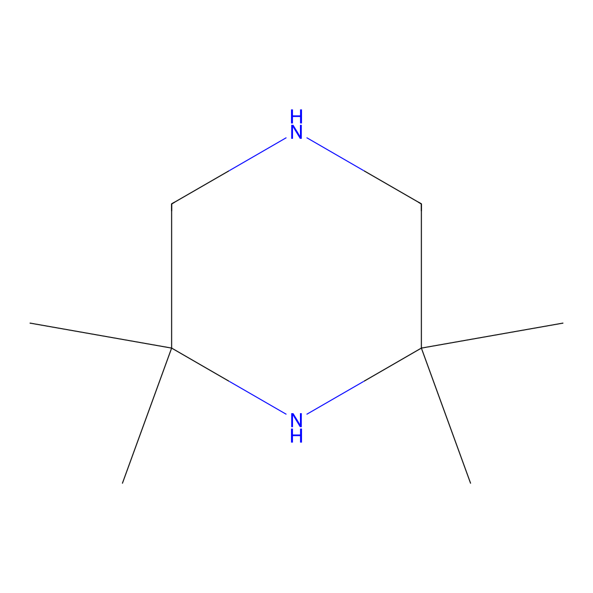 2,2,6,6-Tetramethylpiperazine molecular structure, CAS 38515-26-3