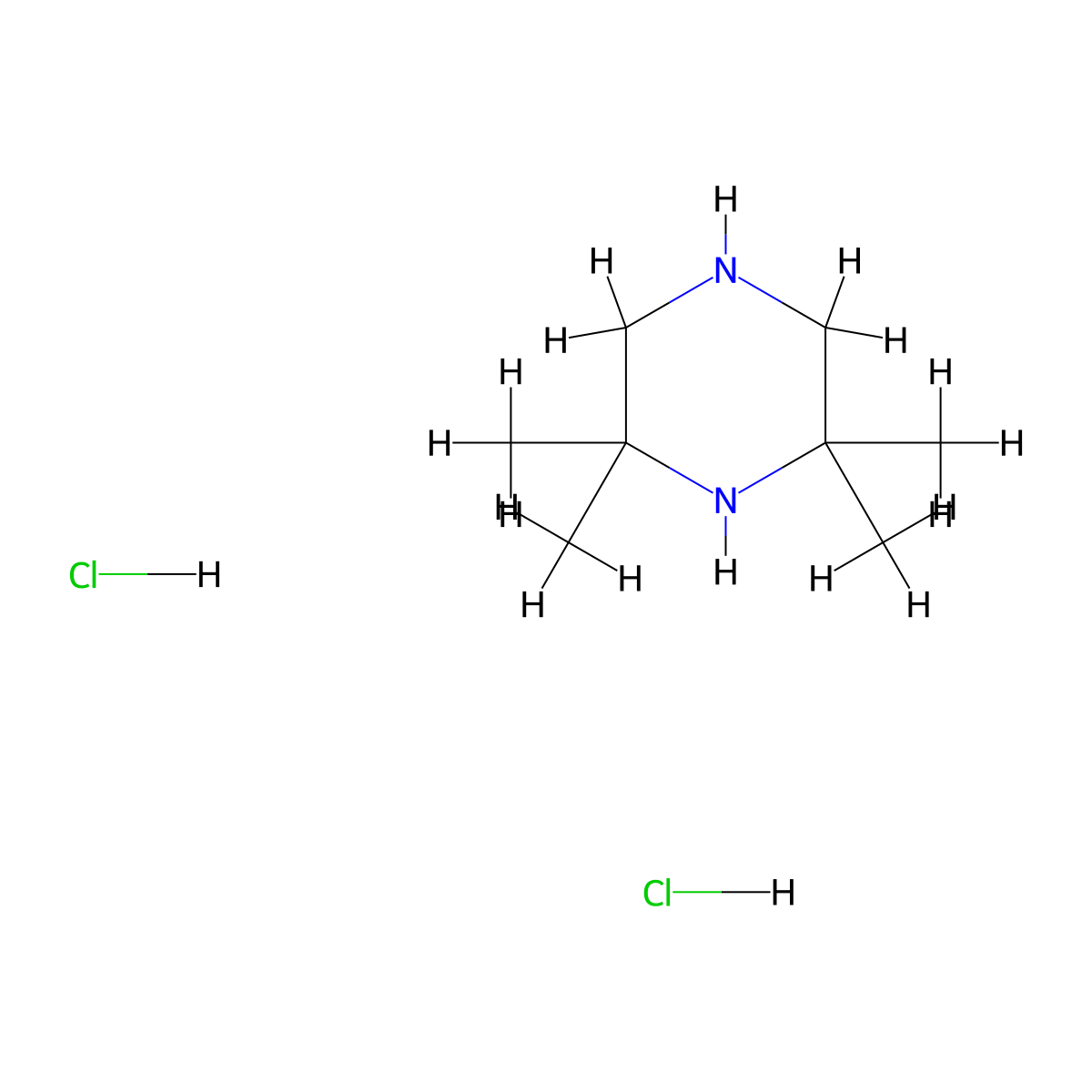 2,2,6,6-Tetramethylpiperazine dihydrochloride molecular structure, CAS 38515-27-4