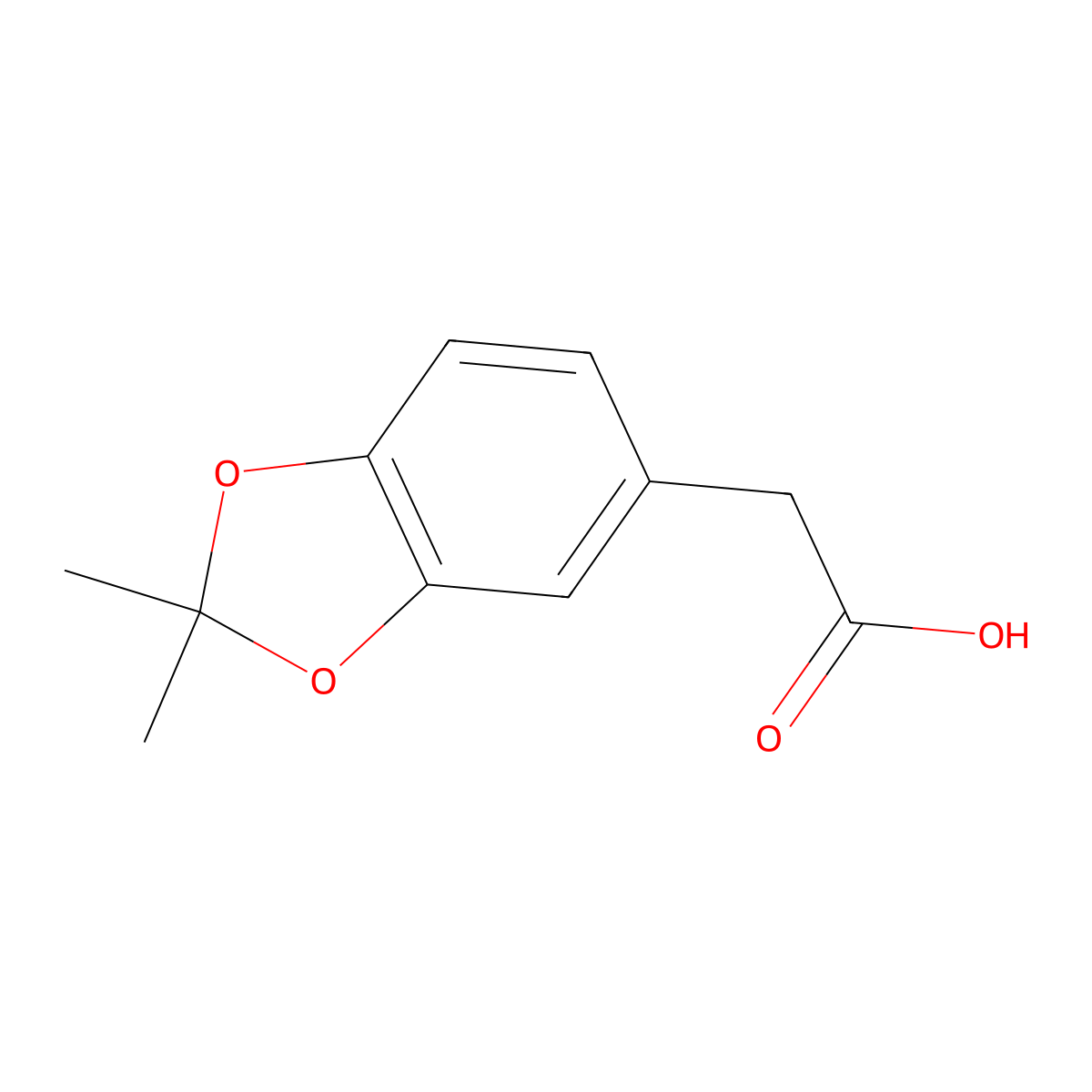 2-(2,2-Dimethylbenzo[d][1,3]dioxol-5-yl)acetic acid molecular structure, CAS 38515-59-2