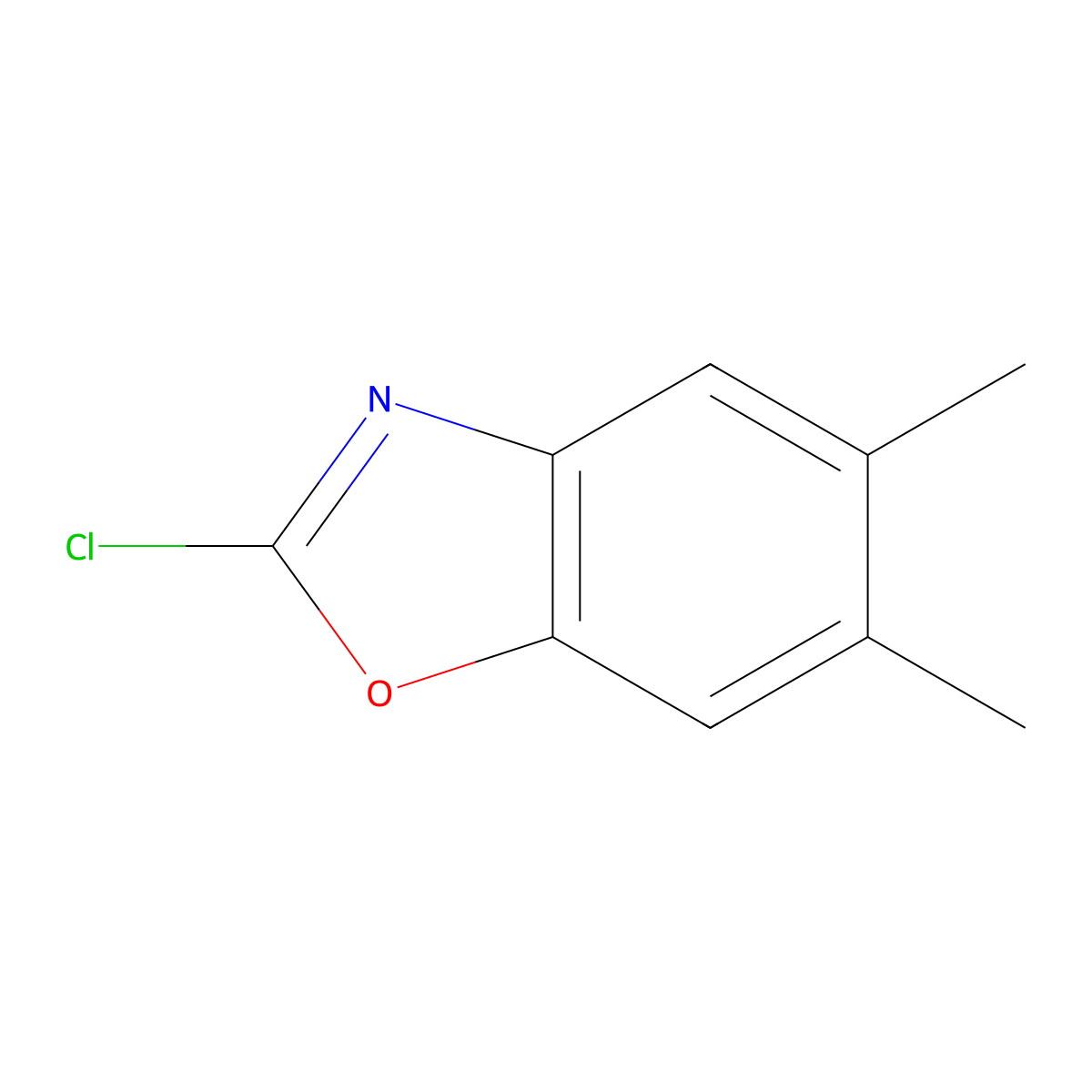 2-Chloro-5,6-dimethyl-1,3-benzoxazole molecular structure, CAS 38519-34-5