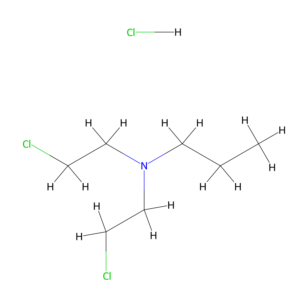 N,N-Bis(2-chloroethyl)propan-1-amine hydrochloride molecular structure, CAS 38521-66-3