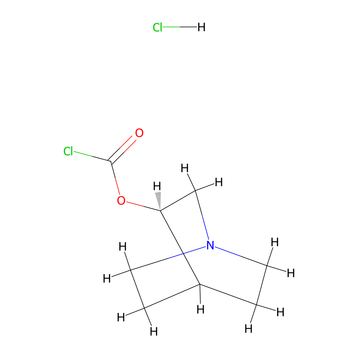 (3R)-1-azabicyclo[2.2.2]octan-3-yl carbonochloridate hydrochloride molecular structure, CAS 385367-77-1
