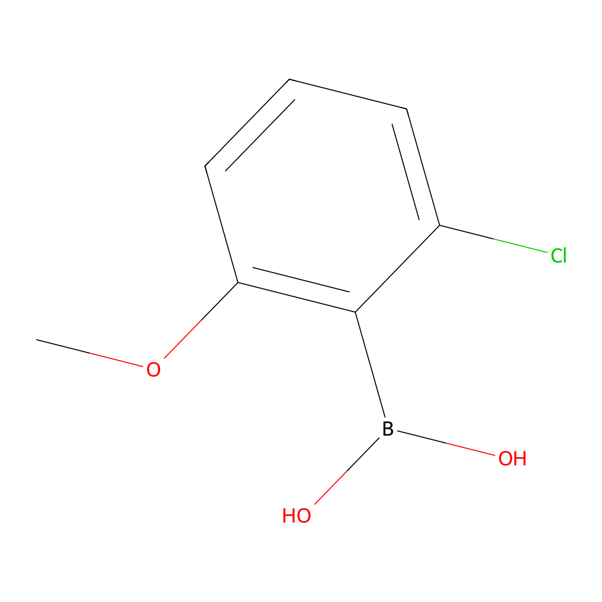 2-Chloro-6-methoxyphenylboronic acid molecular structure, CAS 385370-80-9