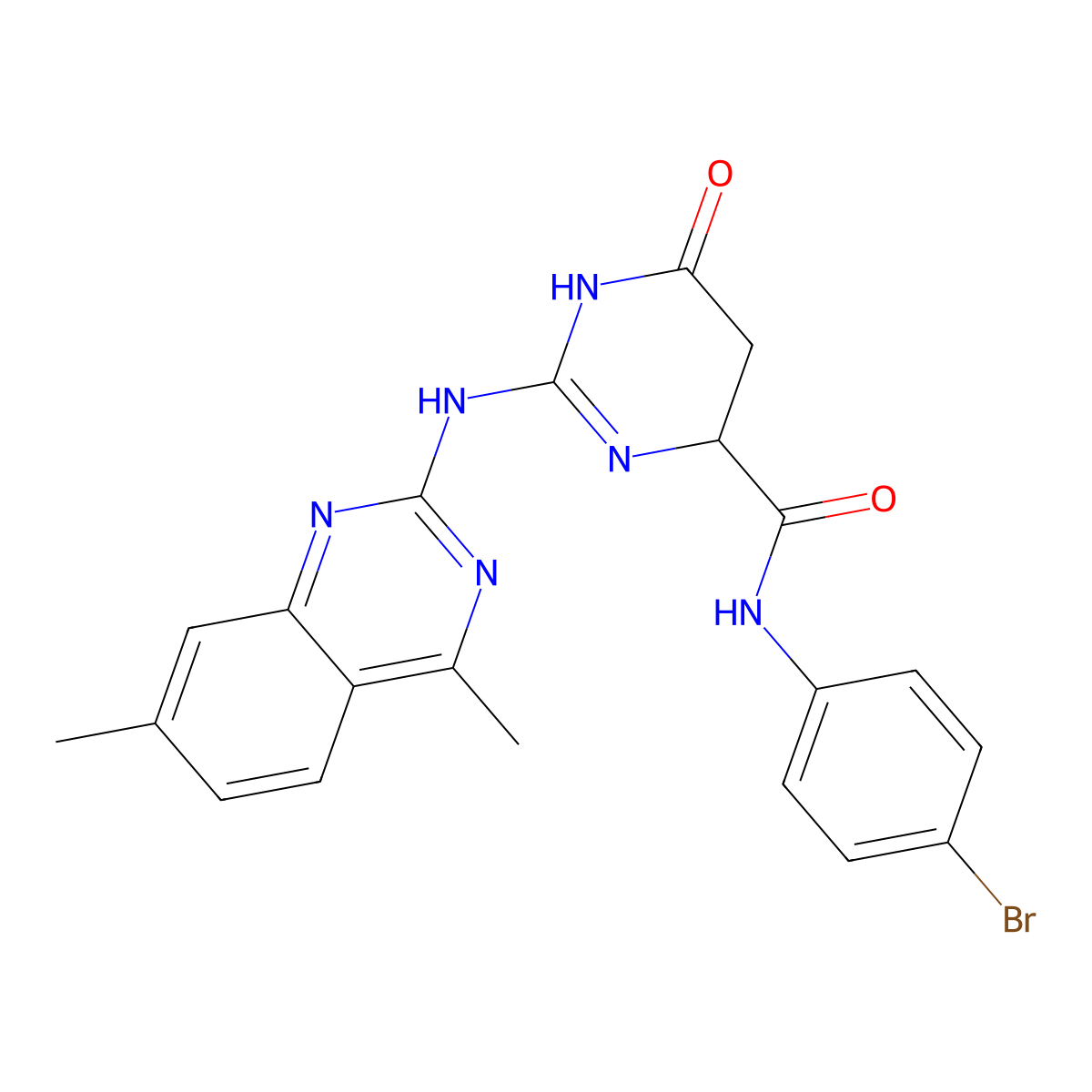N-(4-bromophenyl)-2-[(4,7-dimethylquinazolin-2-yl)amino]-6-oxo-4,5-dihydro-1H-pyrimidine-4-carboxamide molecular structure, CAS 385370-88-7