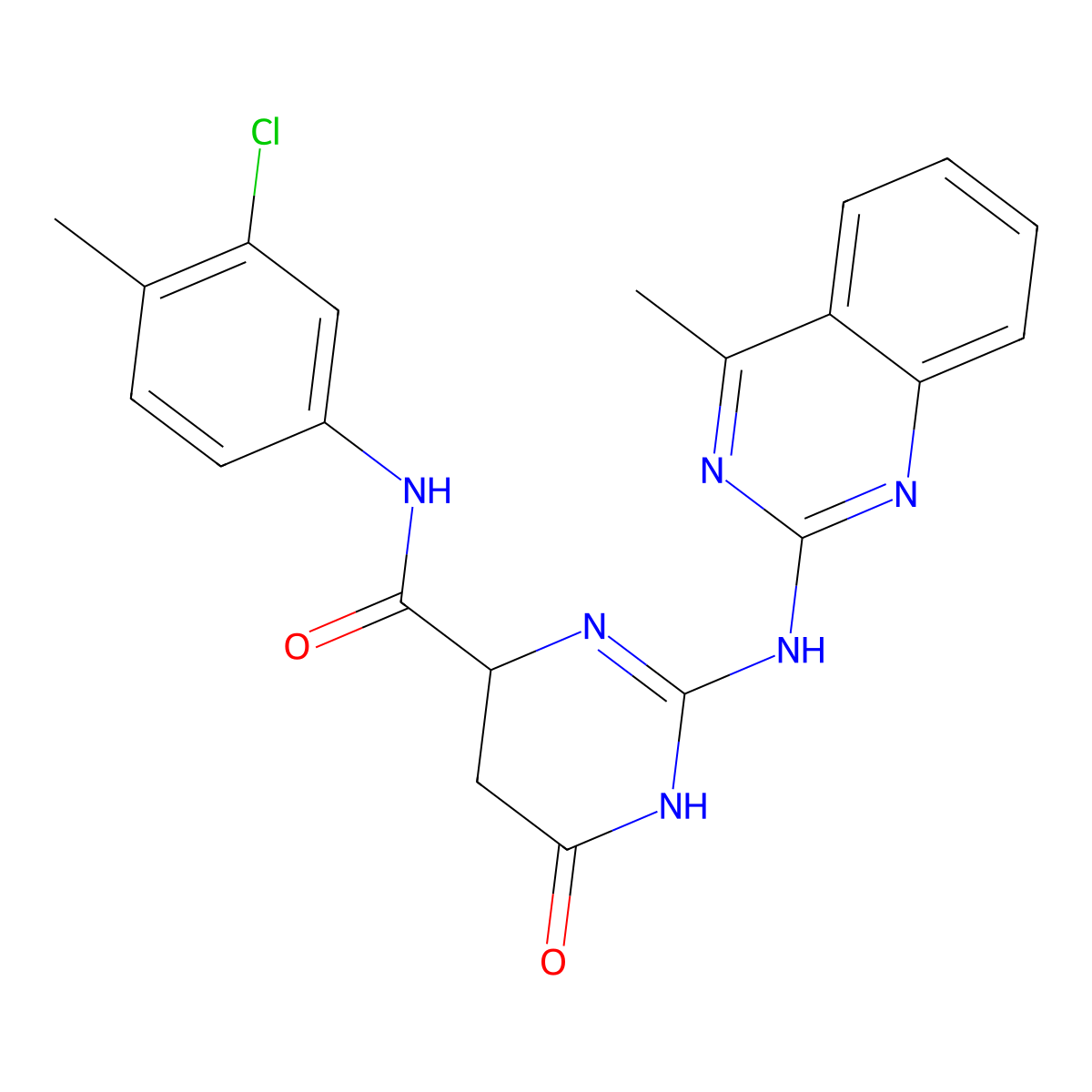 N-(3-chloro-4-methylphenyl)-2-[(4-methylquinazolin-2-yl)amino]-6-oxo-1,4,5,6-tetrahydropyrimidine-4-carboxamide molecular structure, CAS 385371-13-1