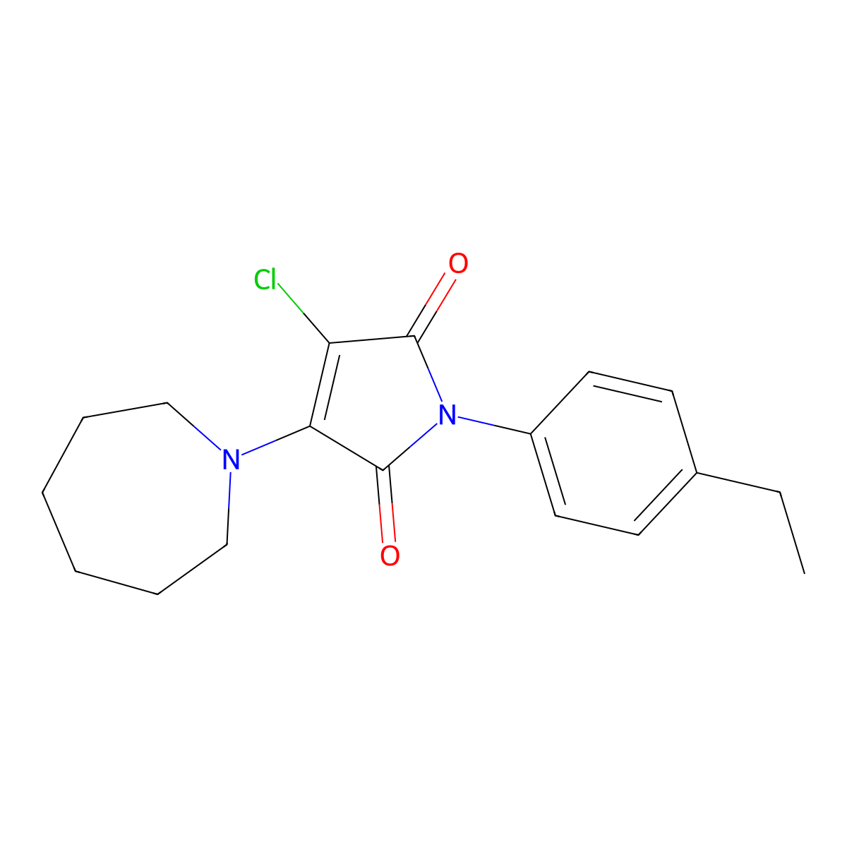 3-(Azepan-1-yl)-4-chloro-1-(4-ethylphenyl)pyrrole-2,5-dione molecular structure, CAS 385372-98-5
