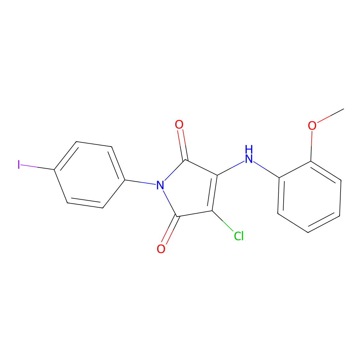3-Chloro-1-(4-iodophenyl)-4-(2-methoxyanilino)pyrrole-2,5-dione molecular structure, CAS 385373-06-8
