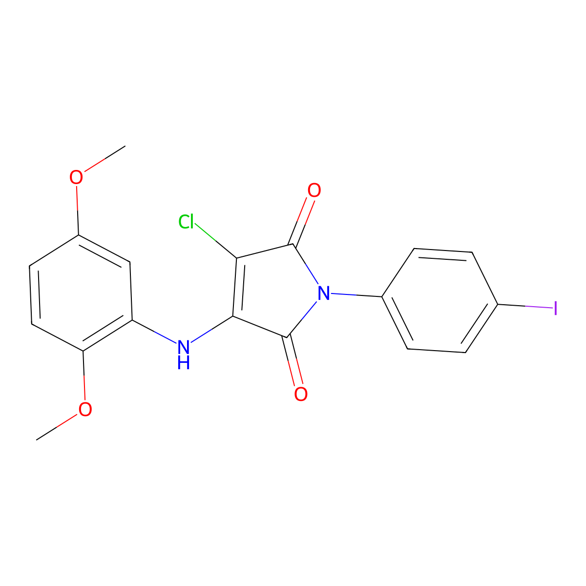 3-Chloro-4-(2,5-dimethoxyanilino)-1-(4-iodophenyl)pyrrole-2,5-dione molecular structure, CAS 385373-07-9