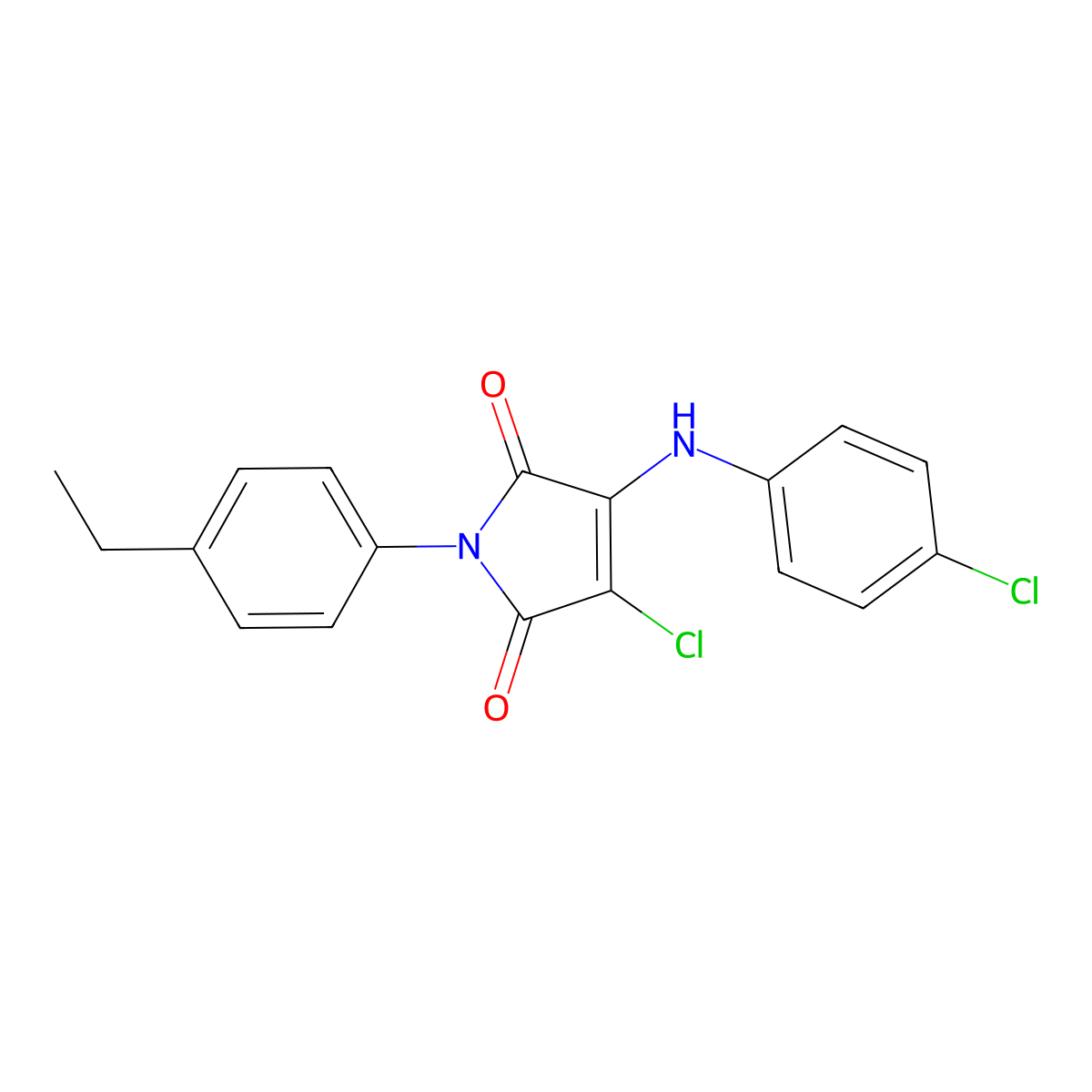 3-Chloro-4-(4-chloroanilino)-1-(4-ethylphenyl)pyrrole-2,5-dione molecular structure, CAS 385373-10-4