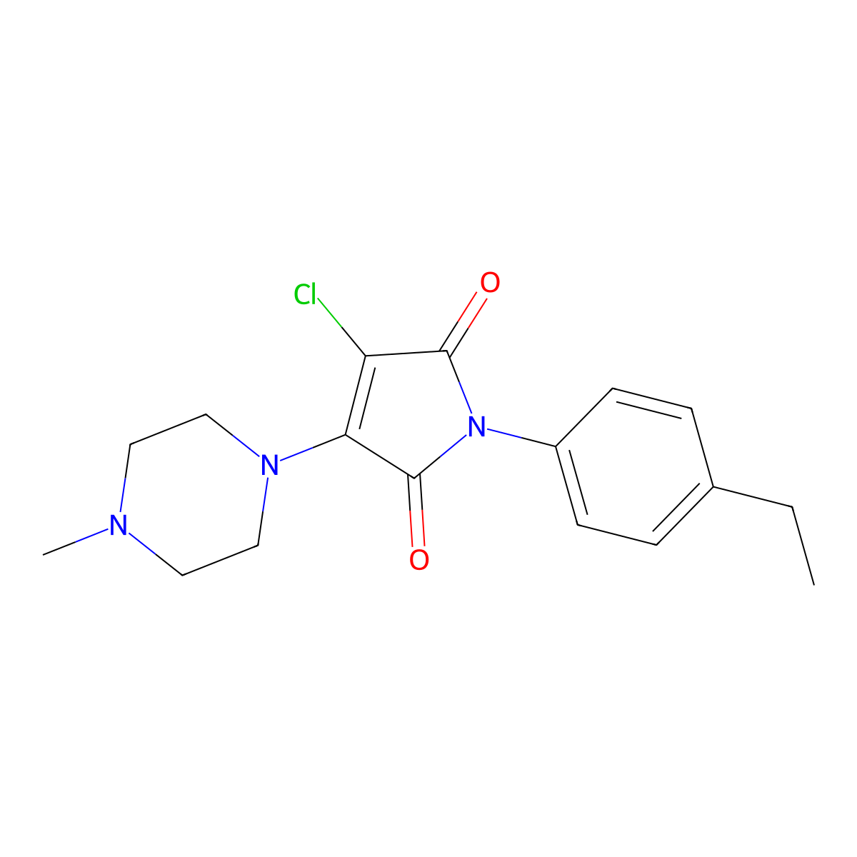 3-Chloro-1-(4-ethylphenyl)-4-(4-methylpiperazin-1-yl)pyrrole-2,5-dione molecular structure, CAS 385373-14-8