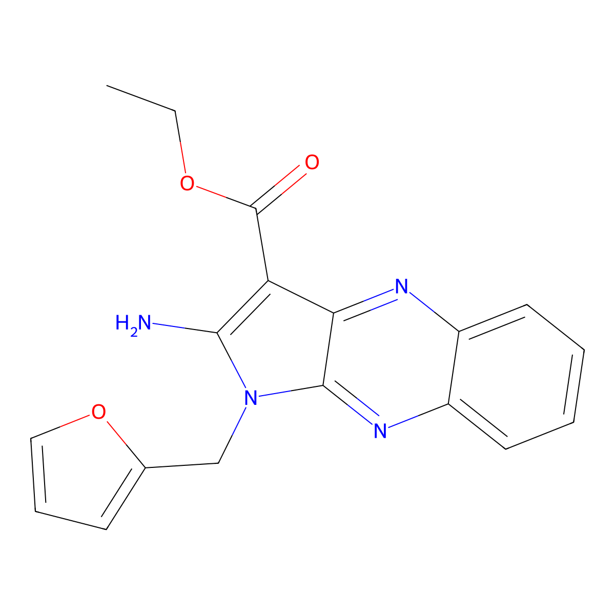 Ethyl 2-amino-1-(2-furylmethyl)pyrrolo[3,2-b]quinoxaline-3-carboxylate molecular structure, CAS 385373-15-9