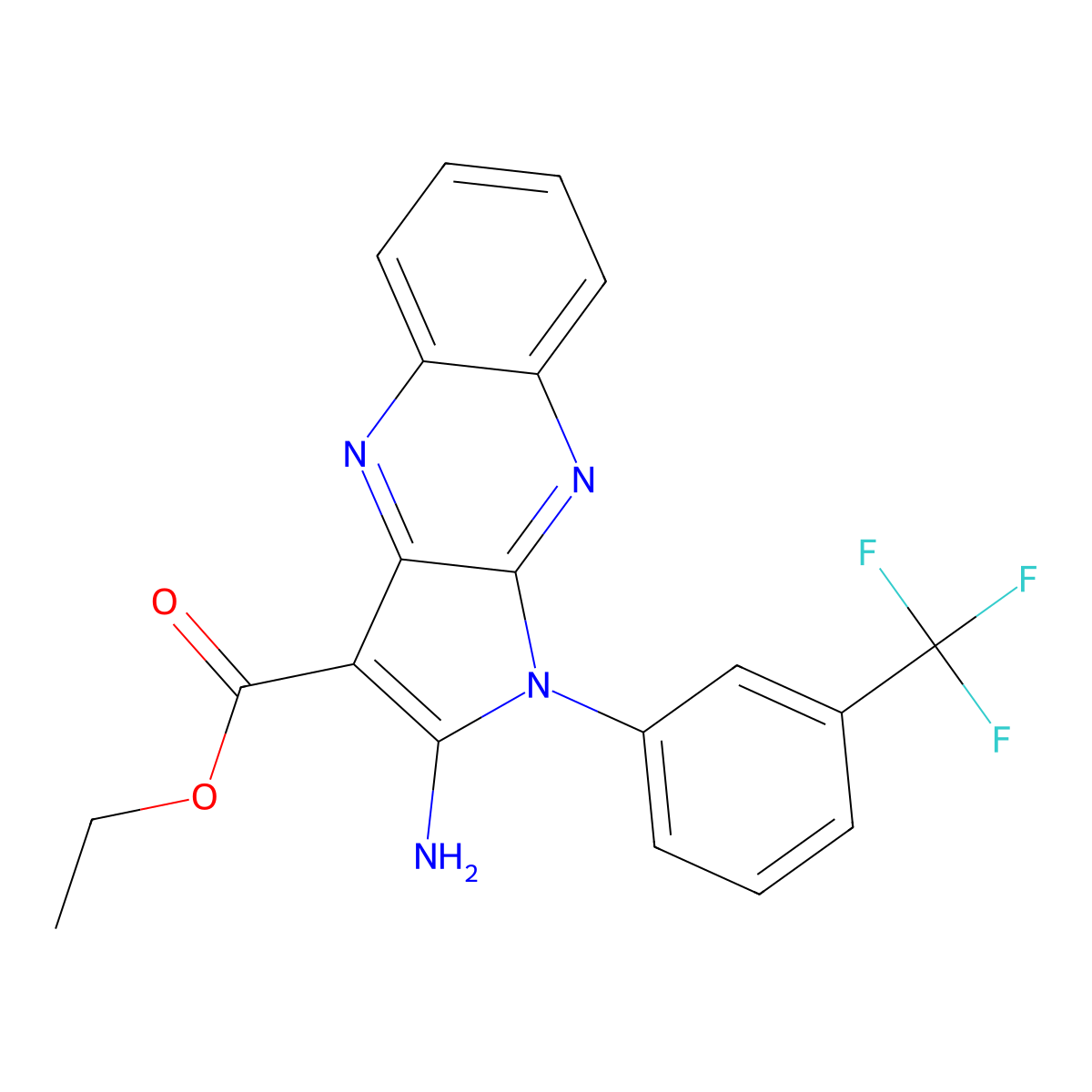 ethyl 2-amino-1-(3-(trifluoromethyl)phenyl)-1H-pyrrolo[2,3-b]quinoxaline-3-carboxylate molecular structure, CAS 385373-18-2