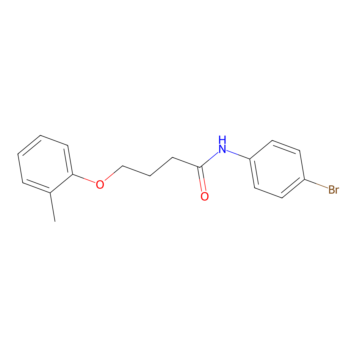 N-(4-bromophenyl)-4-(2-methylphenoxy)butanamide molecular structure, CAS 385373-45-5