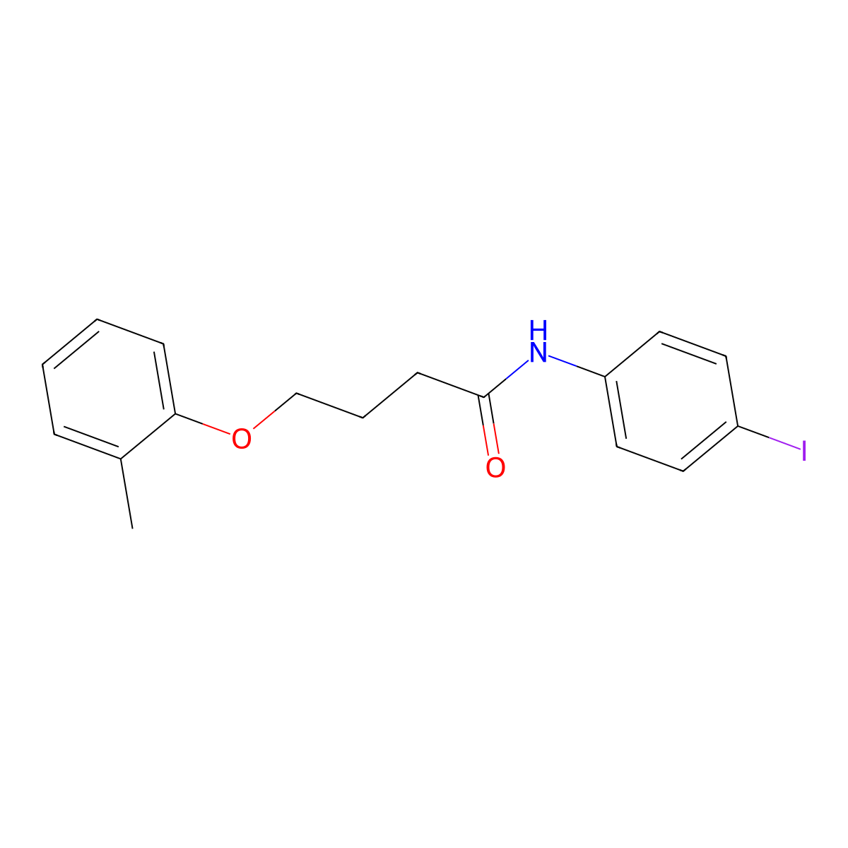 N-(4-iodophenyl)-4-(2-methylphenoxy)butanamide molecular structure, CAS 385373-46-6