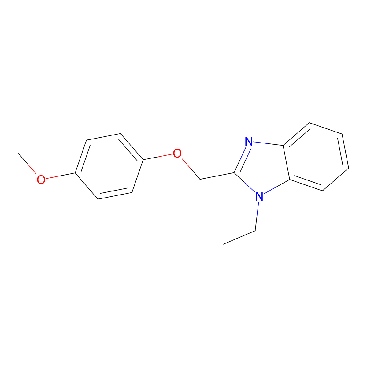 1-Ethyl-2-(4-methoxy-phenoxymethyl)-1H-benzoimidazole molecular structure, CAS 385373-85-3