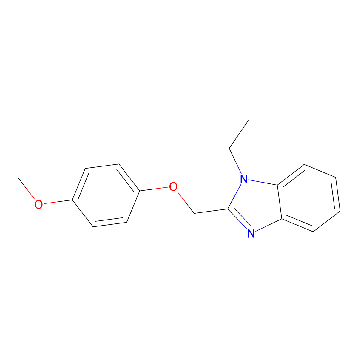 1-Ethyl-2-(4-methoxy-phenoxymethyl)-1H-benzoimidazole molecular structure, CAS 385373-85-3