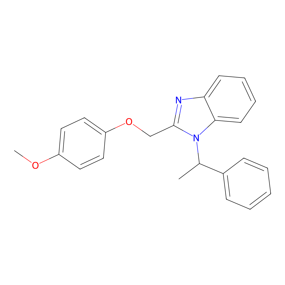 2-[(4-Methoxyphenoxy)methyl]-1-(1-phenylethyl)benzimidazole molecular structure, CAS 385373-86-4