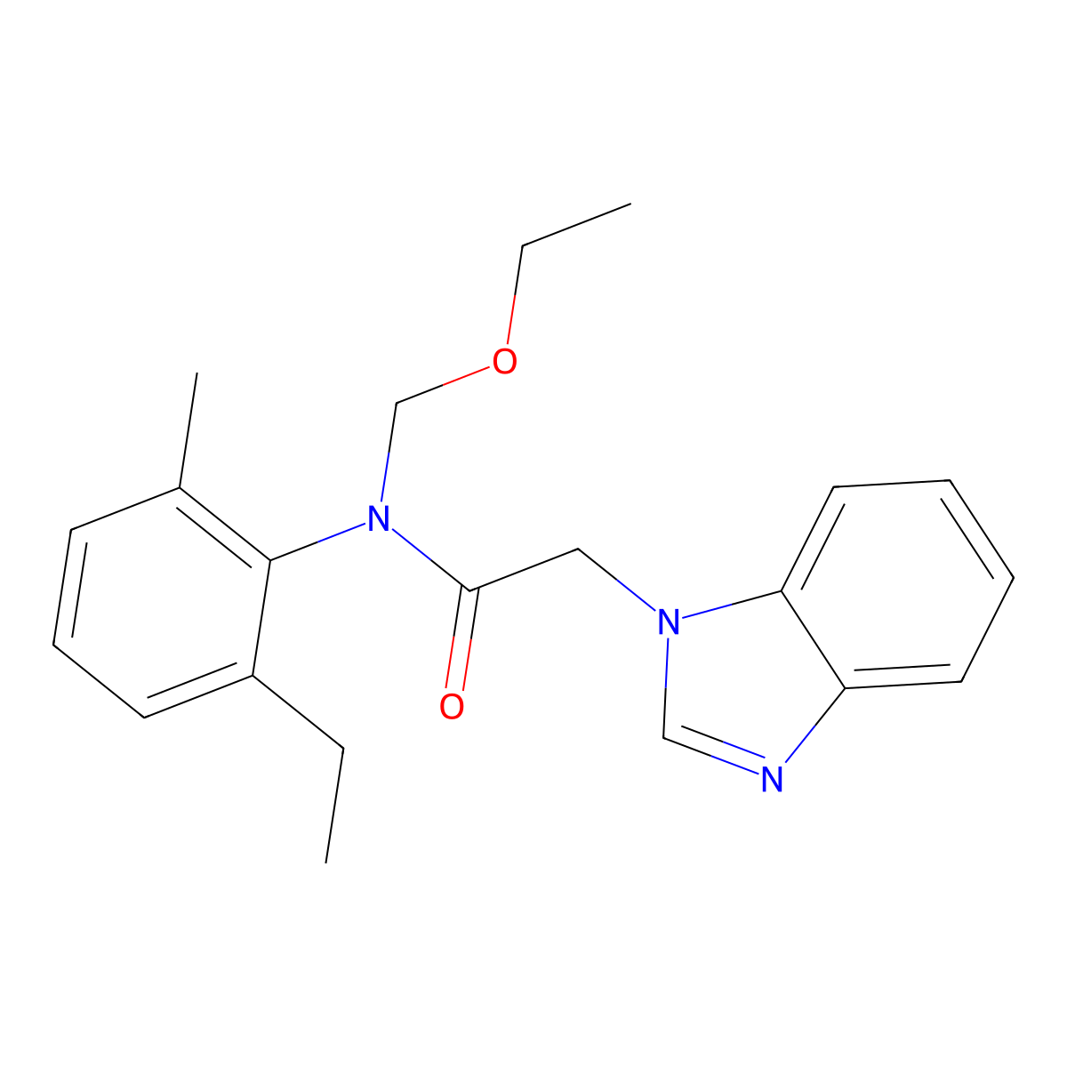 2-(1H-benzo[d]imidazol-1-yl)-N-(ethoxymethyl)-N-(2-ethyl-6-methylphenyl)acetamide molecular structure, CAS 385373-87-5