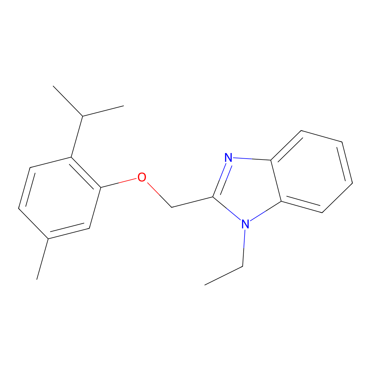 1-Ethyl-2-[(5-methyl-2-propan-2-ylphenoxy)methyl]benzimidazole molecular structure, CAS 385373-89-7