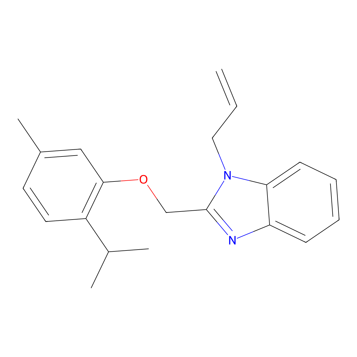 1-allyl-2-[(2-isopropyl-5-methylphenoxy)methyl]-1H-benzimidazole molecular structure, CAS 385373-91-1