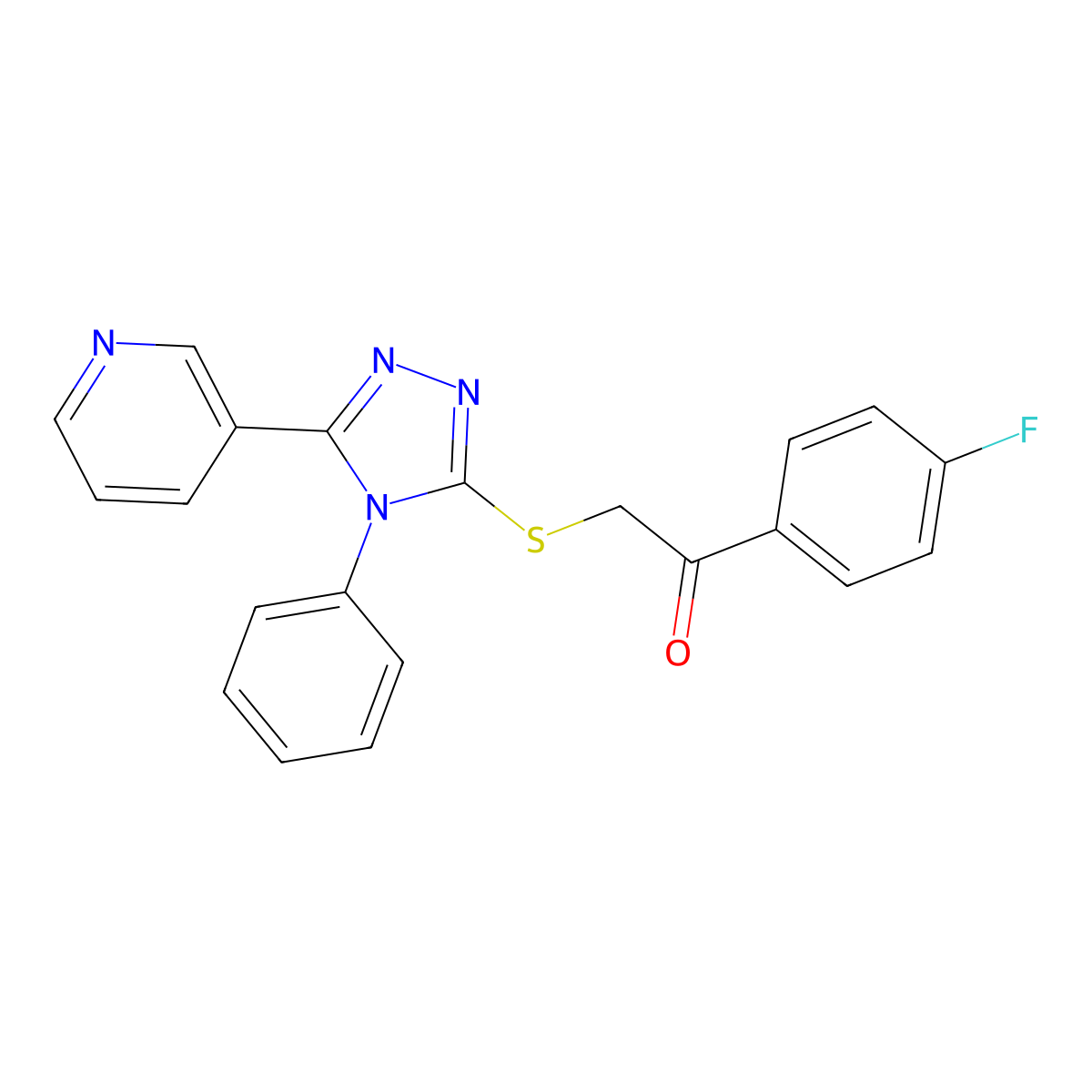 1-(4-fluorophenyl)-2-[(4-phenyl-5-pyridin-3-yl-4H-1,2,4-triazol-3-yl)thio]ethanone molecular structure, CAS 385374-08-3