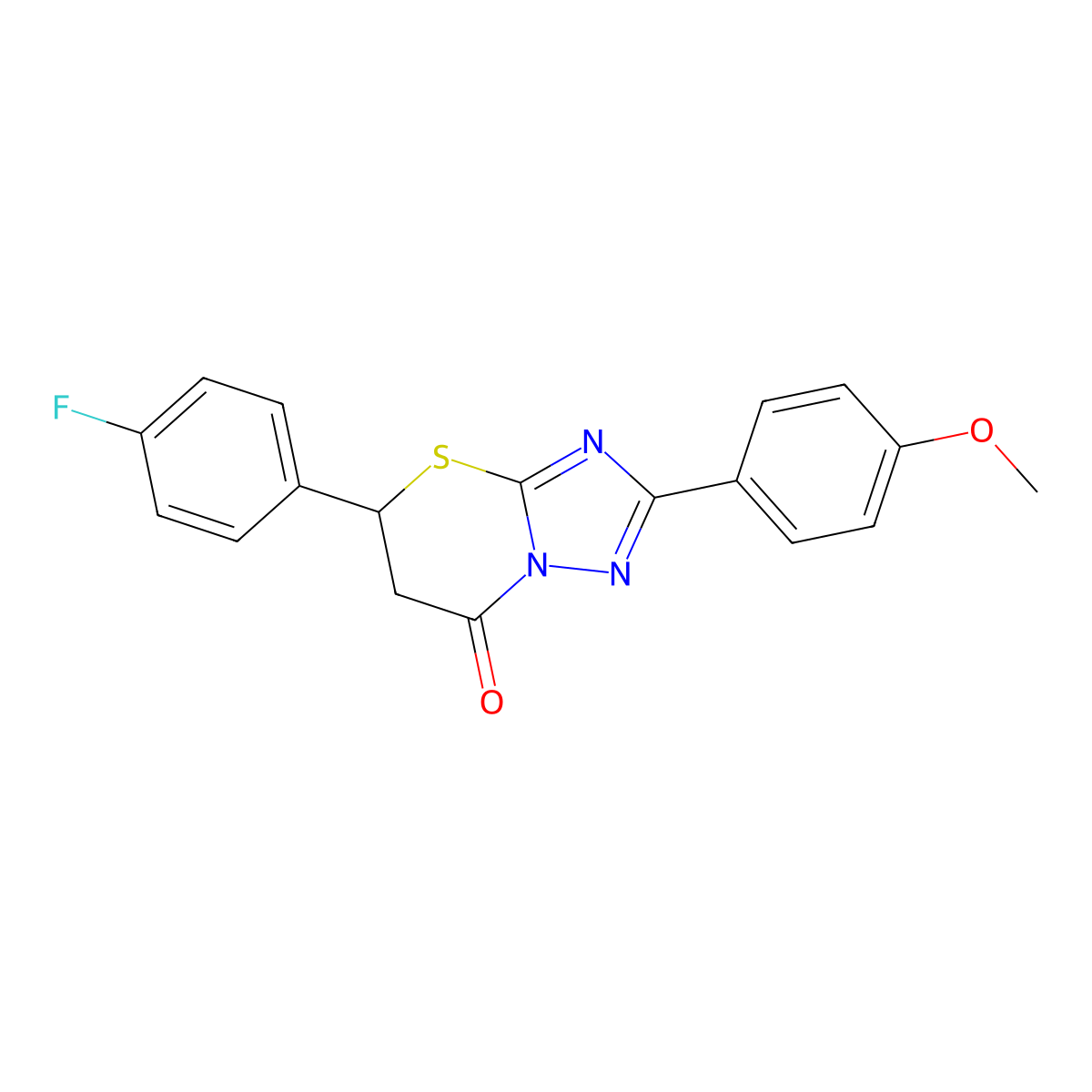 5-(4-fluorophenyl)-2-(4-methoxyphenyl)-5,6-dihydro-7H-[1,2,4]triazolo[5,1-b][1,3]thiazin-7-one molecular structure, CAS 385374-09-4