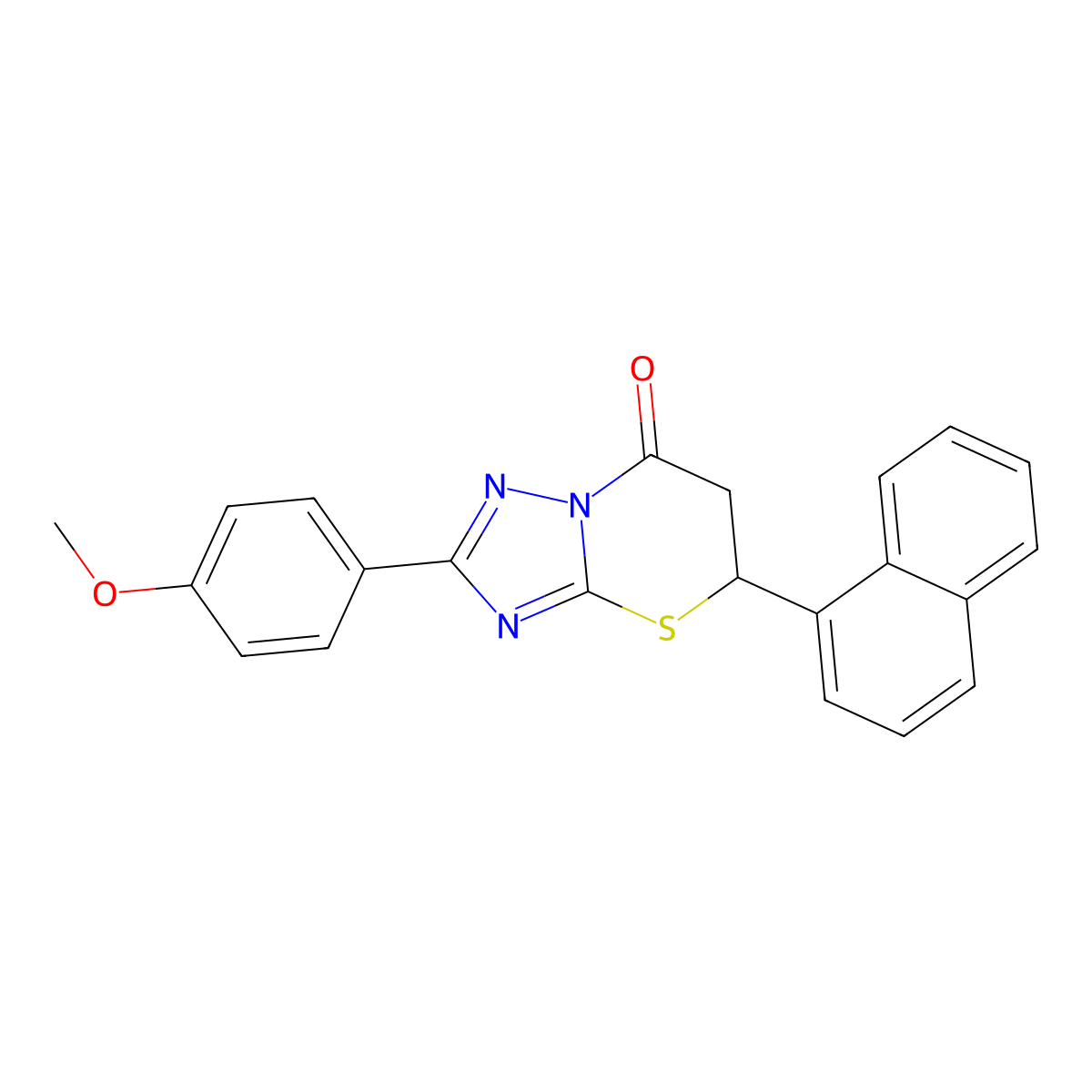 2-(4-methoxyphenyl)-5-(1-naphthyl)-5,6-dihydro-7H-[1,2,4]triazolo[5,1-b][1,3]thiazin-7-one molecular structure, CAS 385374-11-8