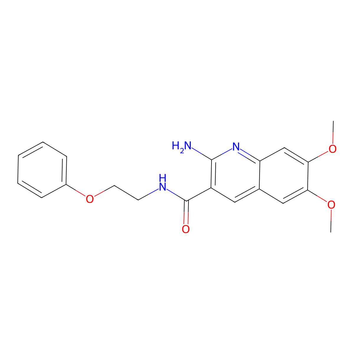 2-amino-6,7-dimethoxy-N-(2-phenoxyethyl)quinoline-3-carboxamide molecular structure, CAS 385375-06-4